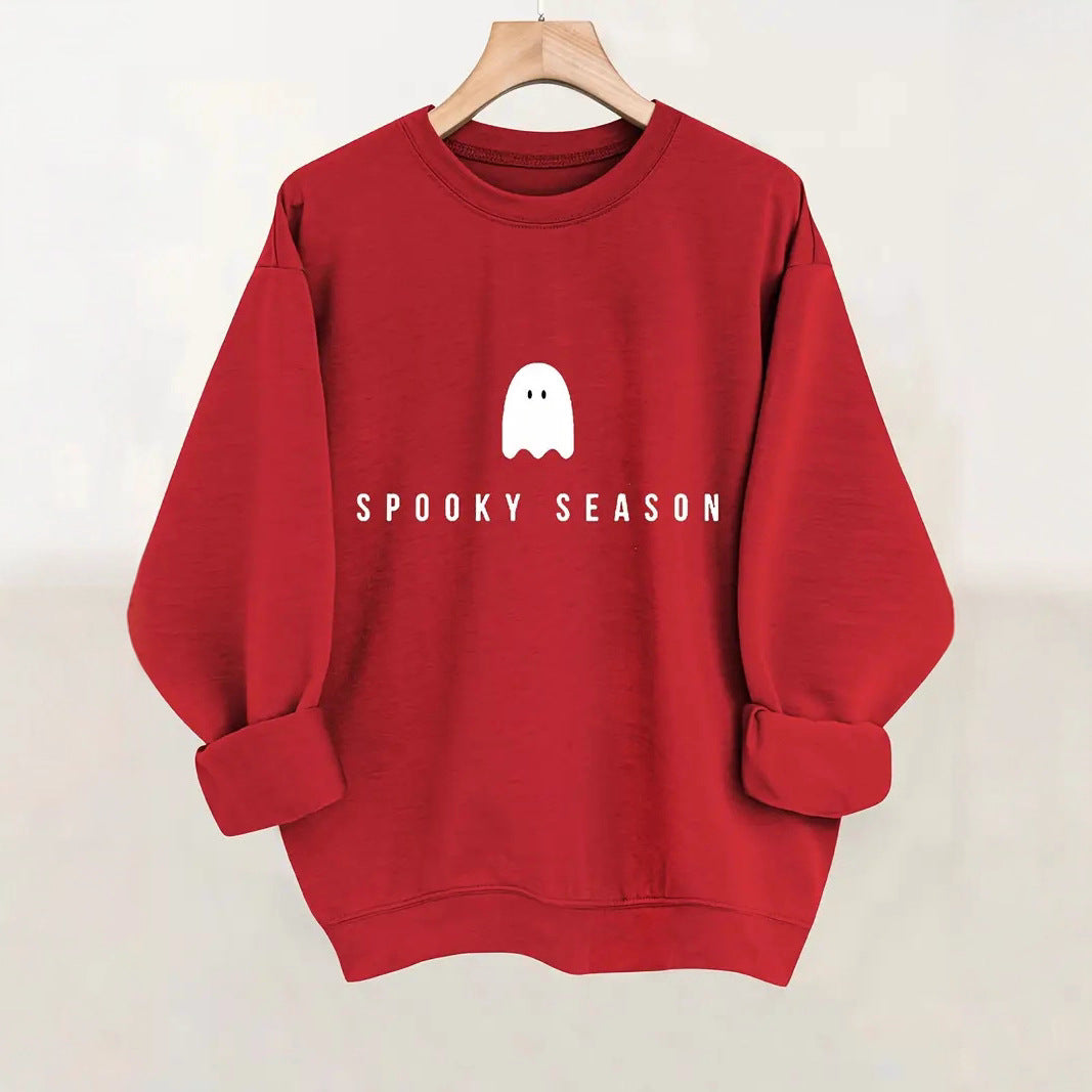 Dame sweatshirt med sjovt spøgelse motiv og bred pasform Stilla