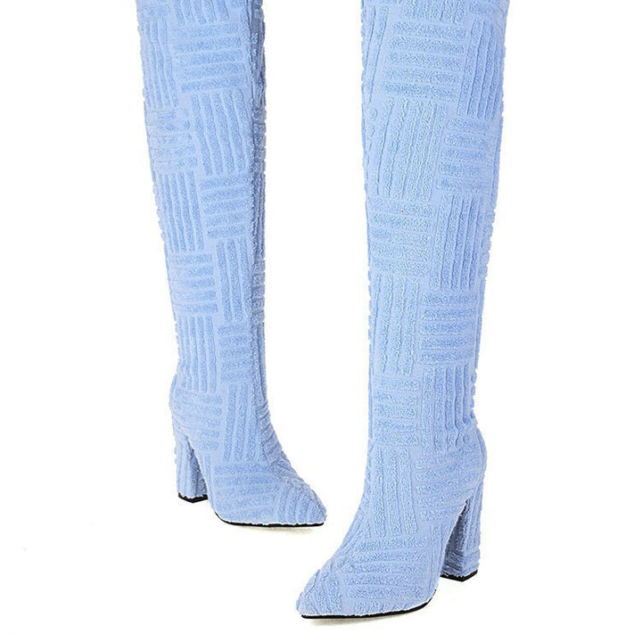 Femme Over-knæet Tekstureret Stiletto Støvler Stilla