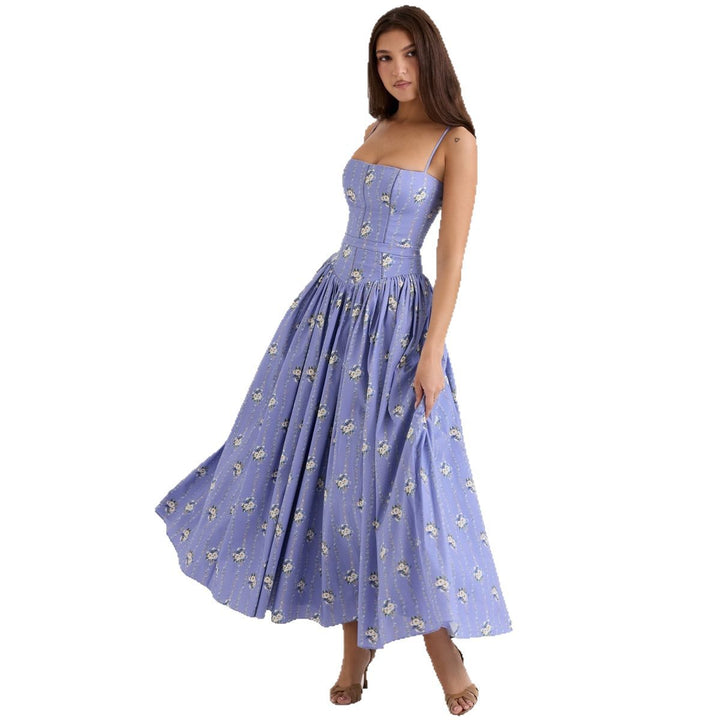 Damer Elegant Maxi Kjole med Blomster Accenter