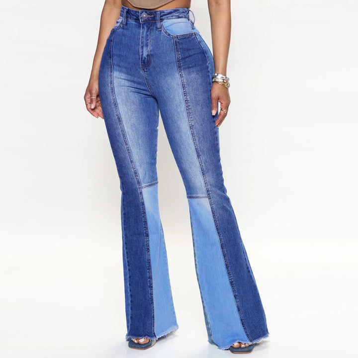 Dame Flared Jeans med kreativ farveblok-design Stilla
