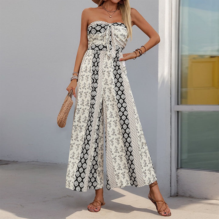 Femme Bohemian Strapless Maxikjole med elegant bundet bælte Stilla