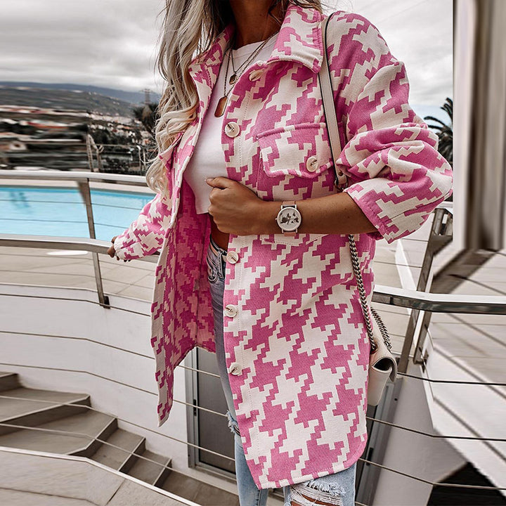 Dame Mønstret Oversized Button-Up Jakke Stilla
