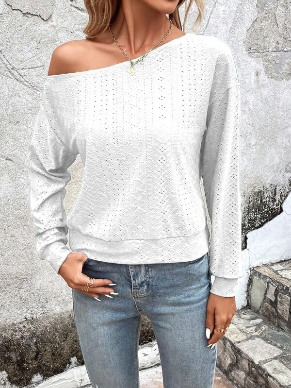 Dame Løs overdel med off-shoulder design og struktureret stof Stilla
