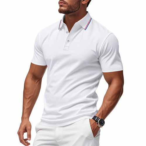 Herre Poloshirt med kontrasterende striber og moderne krave Stilla