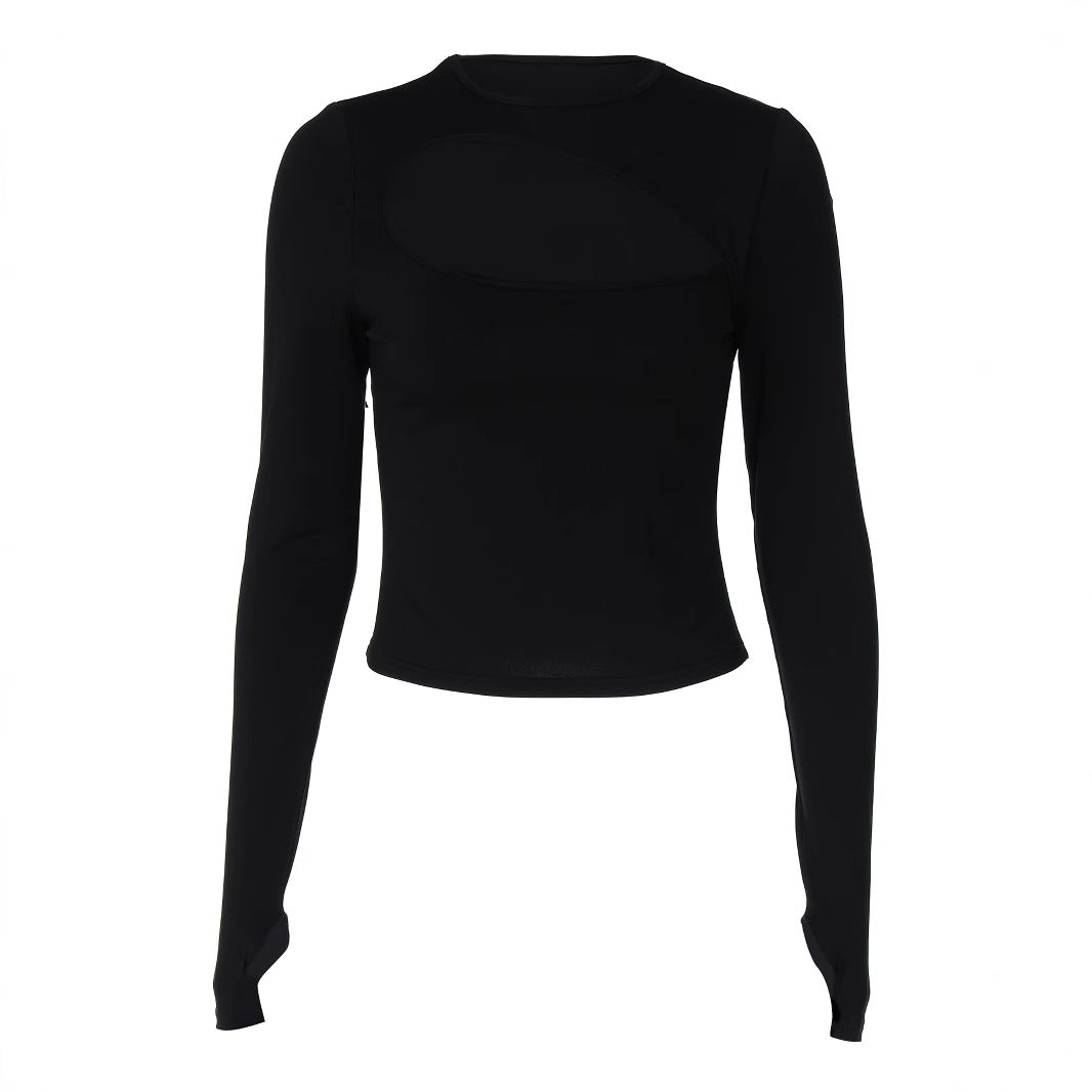 Dame Langærmet Body med unikt Cut-Out og fashionable Glitterelementer Stilla