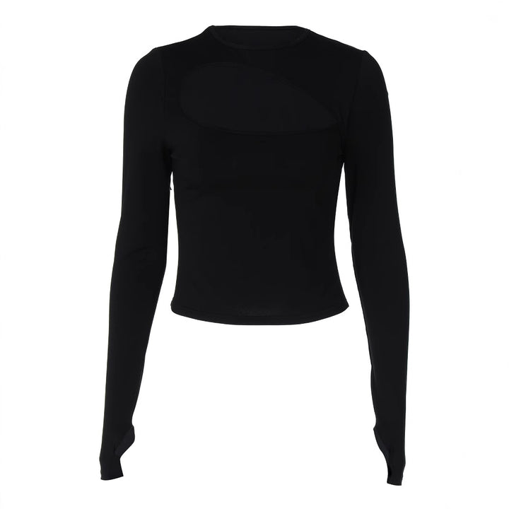 Dame Langærmet Body med unikt Cut-Out og fashionable Glitterelementer Stilla
