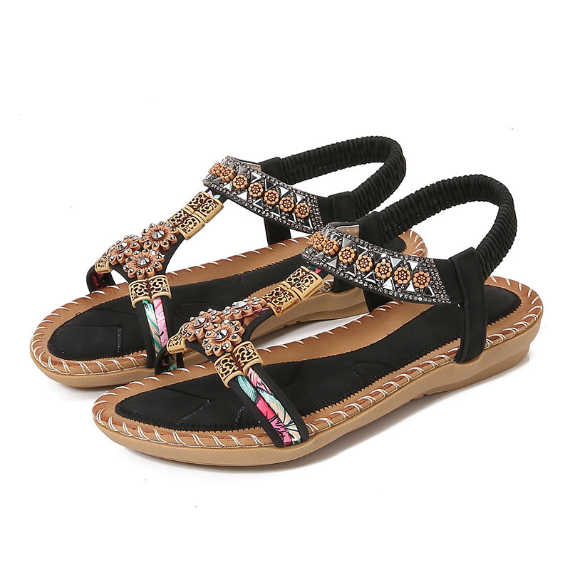 Dame sandaler med elegante perle- og strassdekorationer Stilla