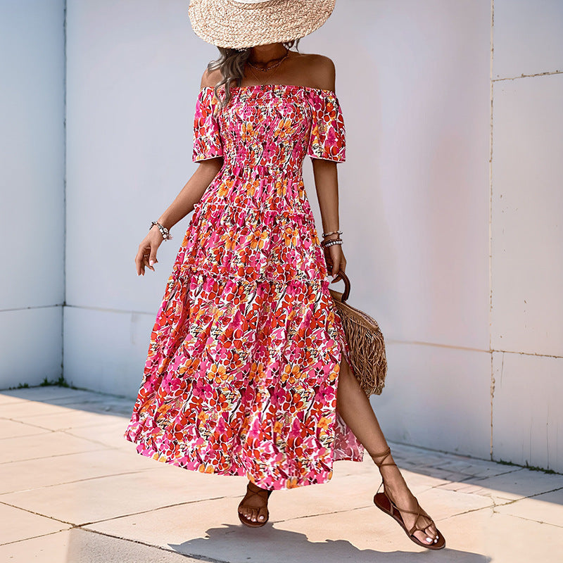 Dame Off-Shoulder Maxi Kjole med lagdelt Ruffles Design Stilla