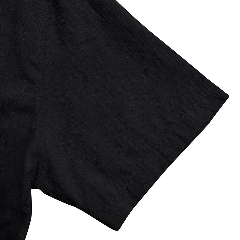 Herre kortærmet Henley-shirt med struktureret krave og elegante knapdetaljer Stilla