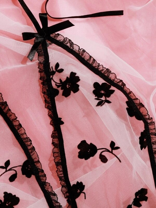 Dame Blomster Spids Mesh Body Stilla