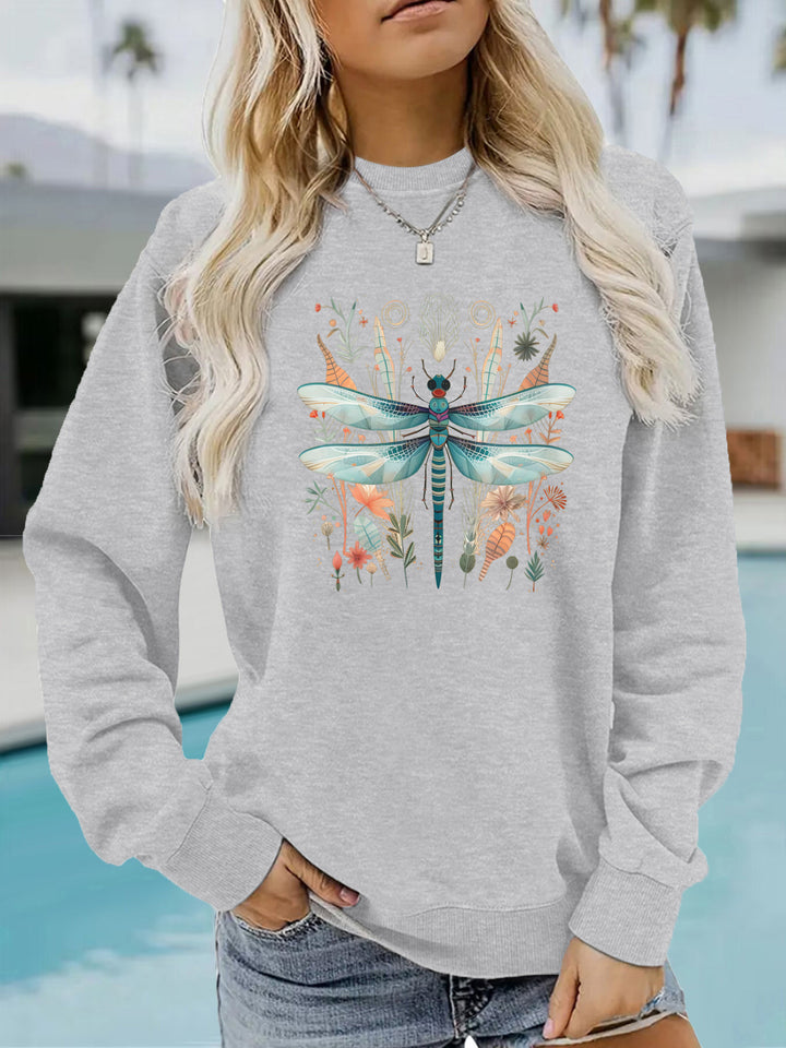Kvindernes sweatshirt med unikt sølvflueprint og botanisk design Stilla