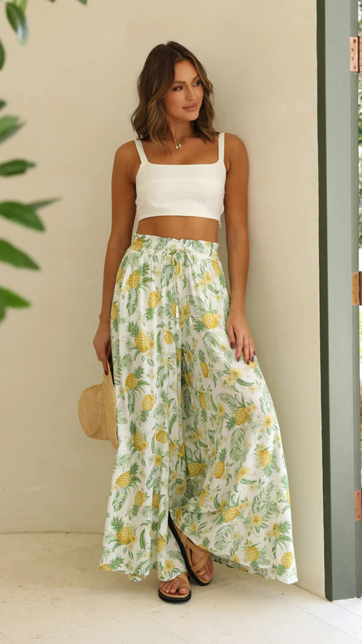 Dame blomsterprint maxi-bukser Stilla