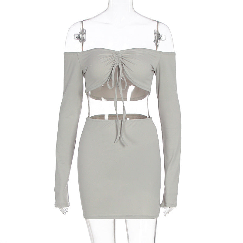 Dame Off-Shoulder Mini-Kjole med utilsigtede cut-outs og drapering Skovae