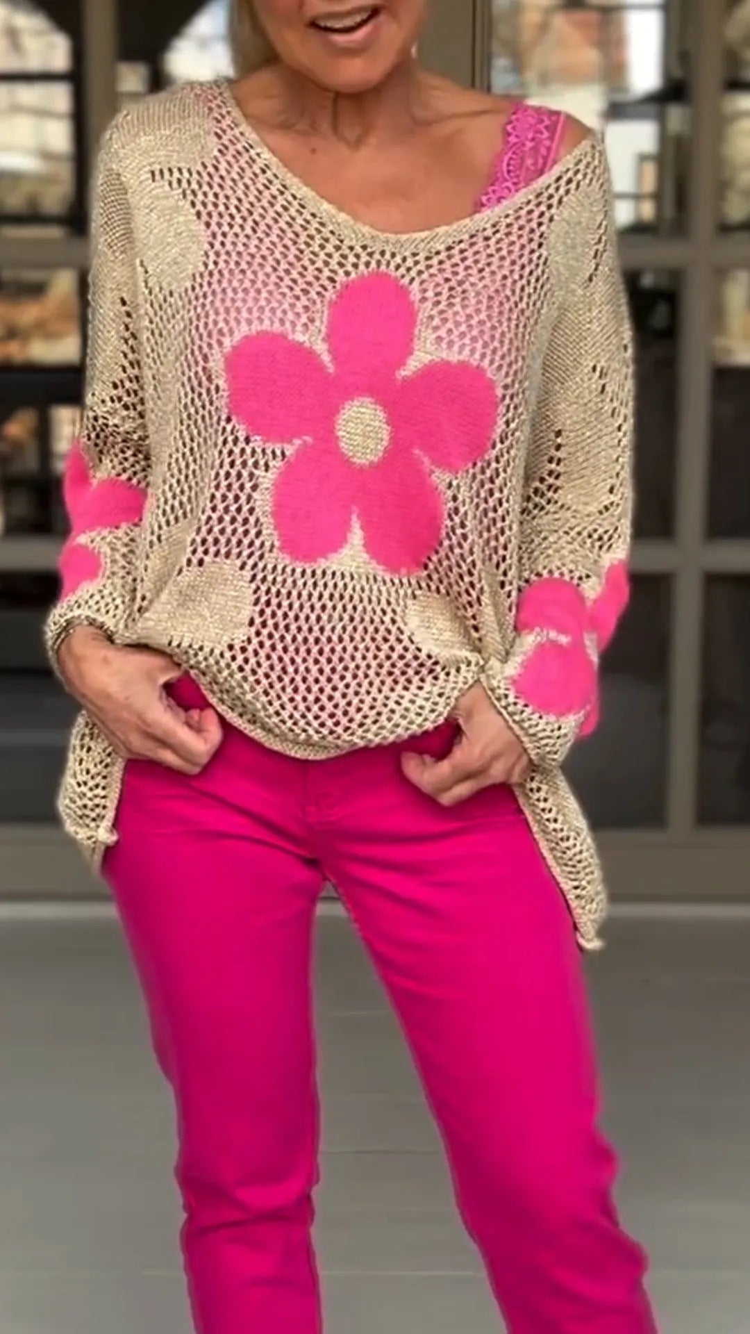Femme Floral Hækletrøje Stilla