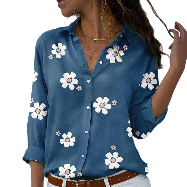 Dame bomuldsbluse med blomster mønster Stilla