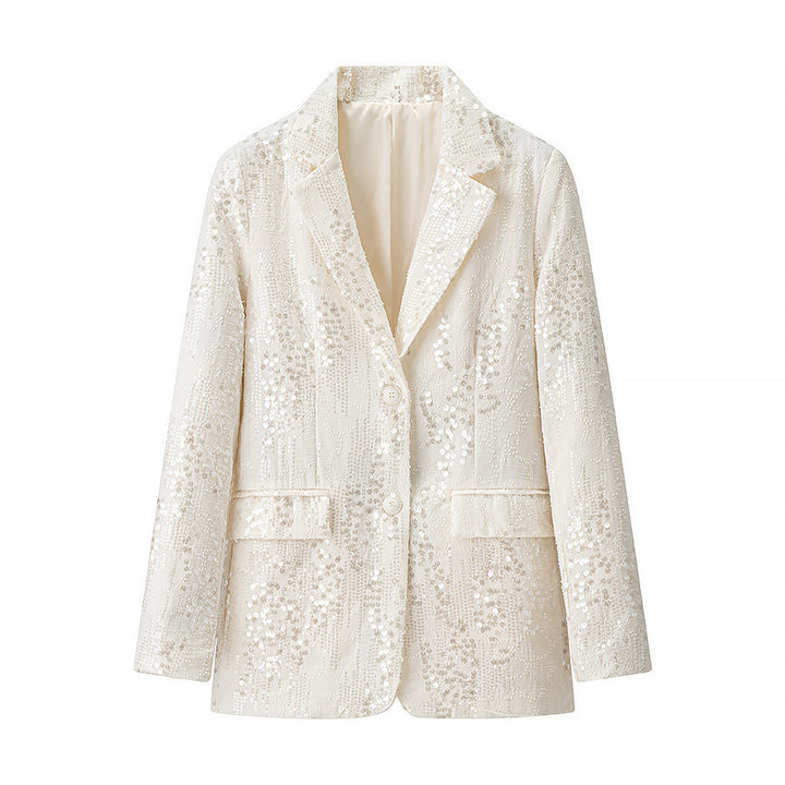 Kvinder Elegant Paillet Blazer Jakke i Fashionabelt Design Stilla