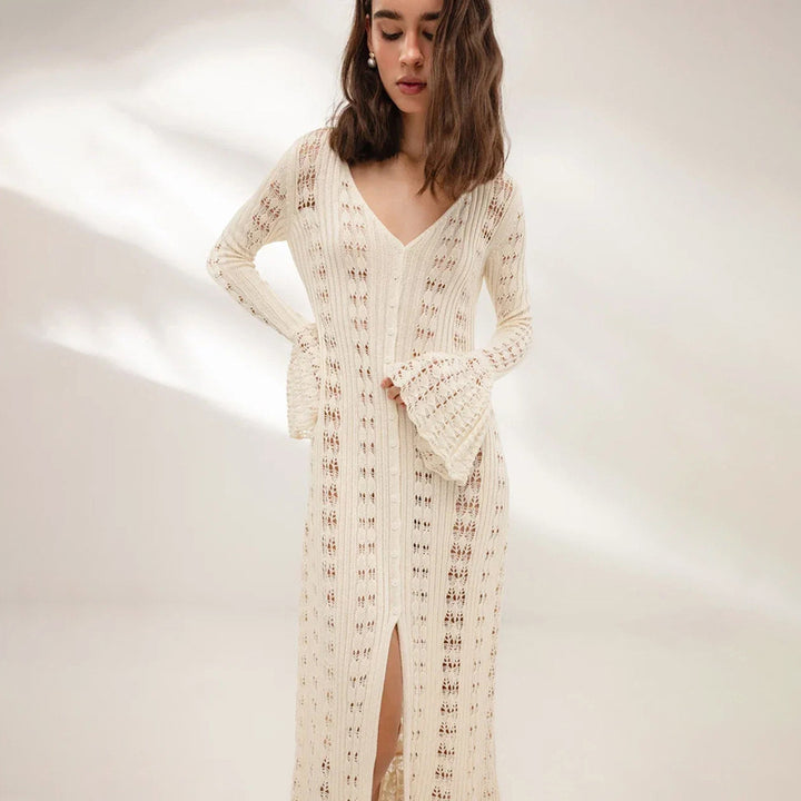 Kvinder Boho Chic Strik Maxi Kjole Stilla