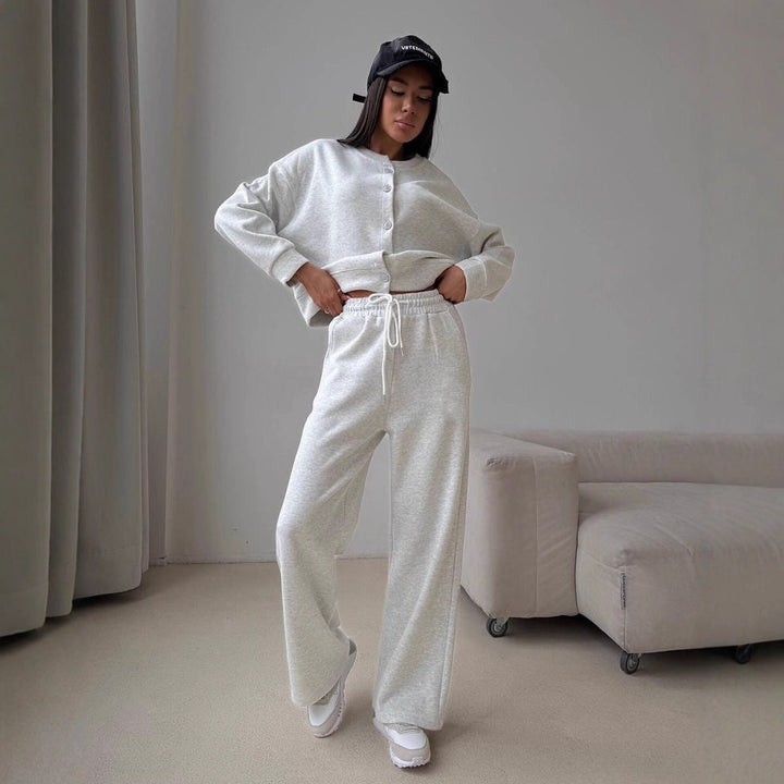 Dame behagelig sweatshirt- og joggingbuks-kombination Stilla