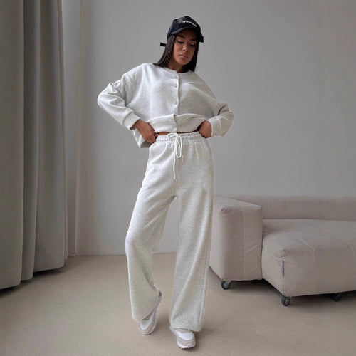 Dame behagelig sweatshirt- og joggingbuks-kombination Stilla