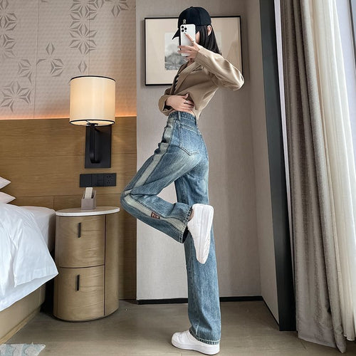 Dame Bred Jeans med Sidestriber Stilla