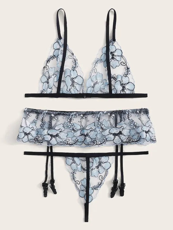Dame blonde BH og strømpeholder sæt Stilla 1752573587