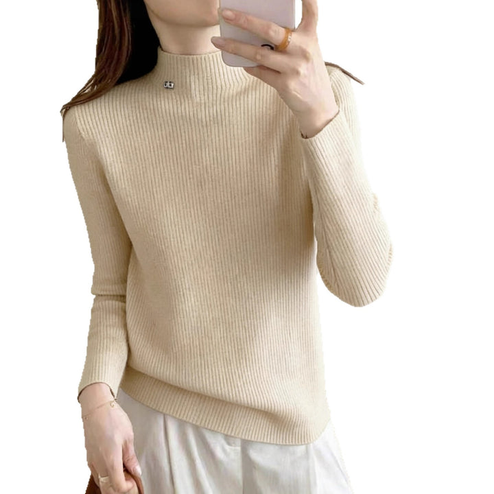 Kvindernes høj kvalitet ribbet sweater med stående krave Stilla