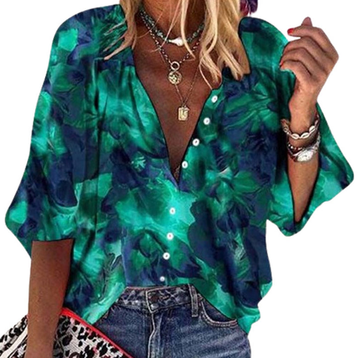 Dame Kreativ Oversized Bluse T-shirt med blomsterdesign Stilla