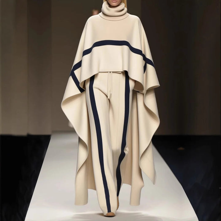 Dame elegant og stilfuld sæt bestående af hyggelig poncho og brede bukser Stilla