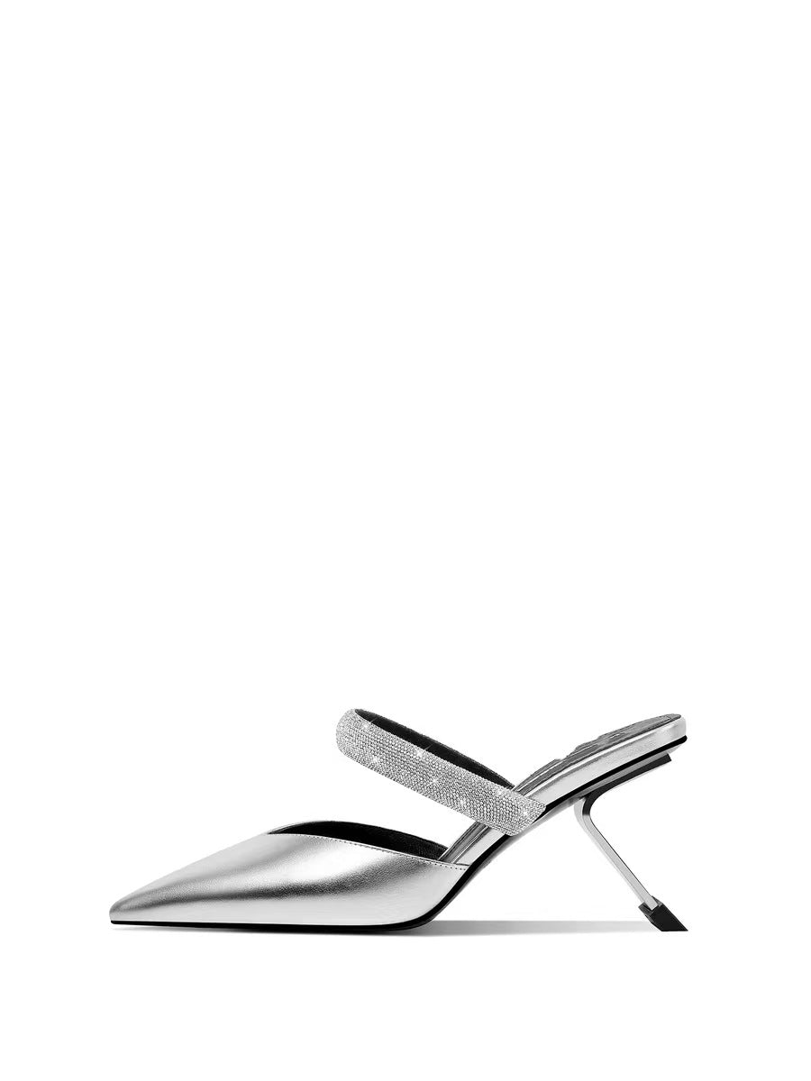 Femme Spitz-Tå Slingback-Hæle med Strass-Accentbånd Stilla