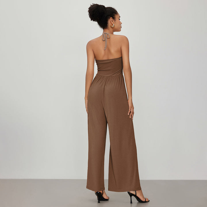 Dame jumpsuit med elegant V-hals og løs pasform Stilla