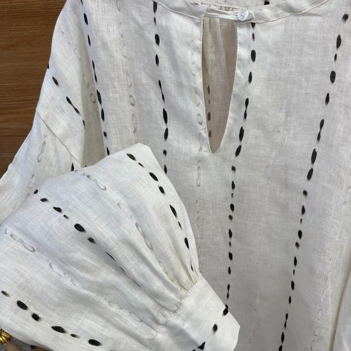 Femme Relaxed Fit Placket Detalje Skjorte Stilla