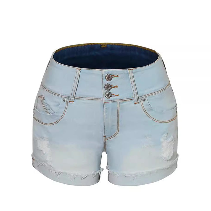 Dame Denim-shorts med høje taljebånd og afslappede vaskninger Stilla