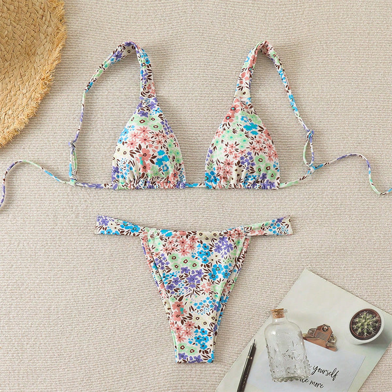 Dame Triangel-Bikini med frisk blomsterdesign Skovae
