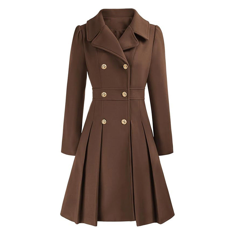 Dame skræddersyet trenchcoat med dobbelt knap række og folder Stilla