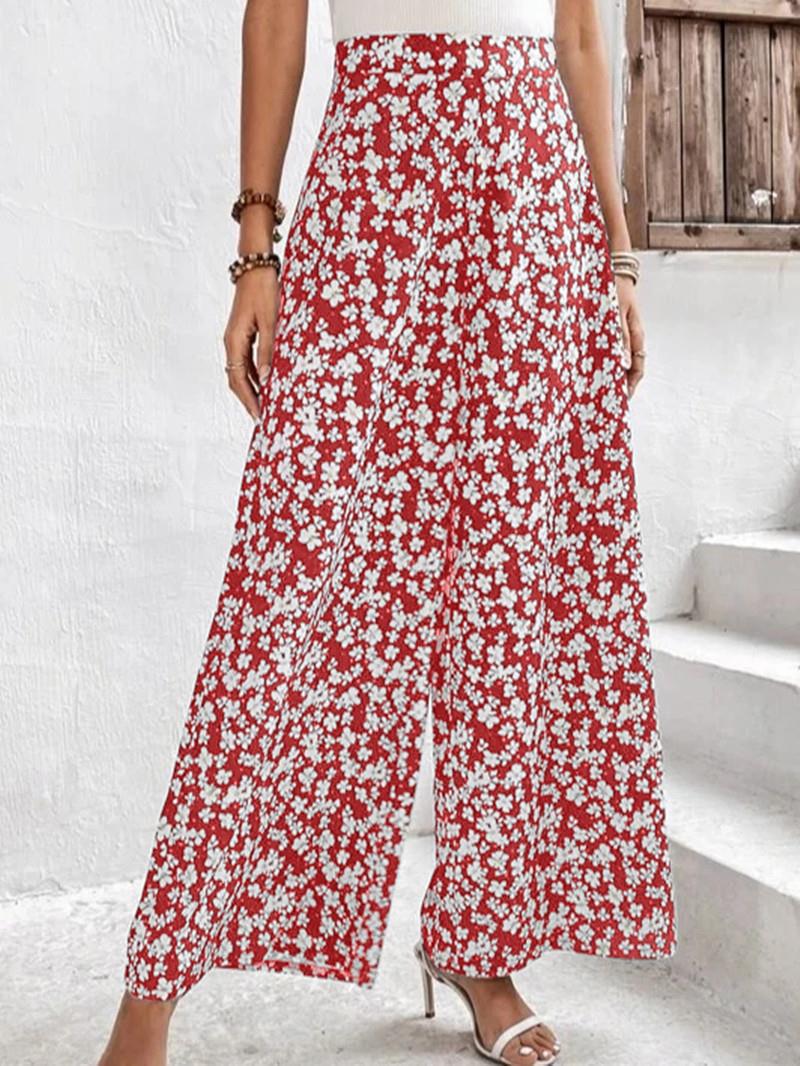 Dame bred sommerbukser med blomsterdesign Stilla