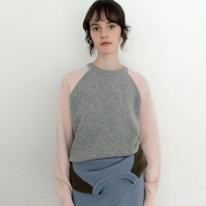 Dame sporty strikket sweater med raglanærmer Stilla