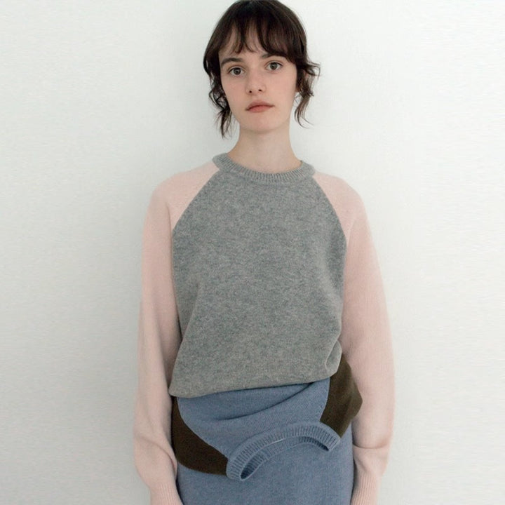 Dame sporty strikket sweater med raglanærmer Stilla