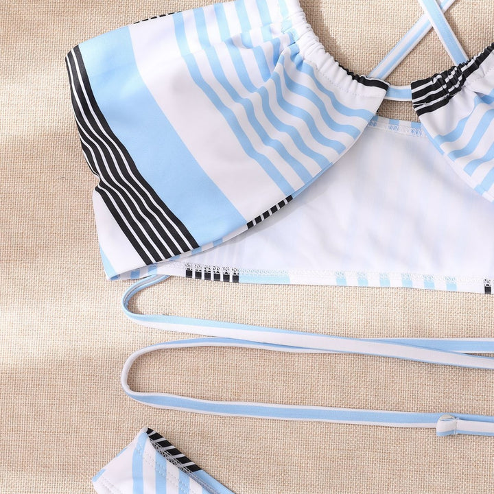 Dame triangel-bikini med fashionable omslagdetail og elastiske snore Stilla