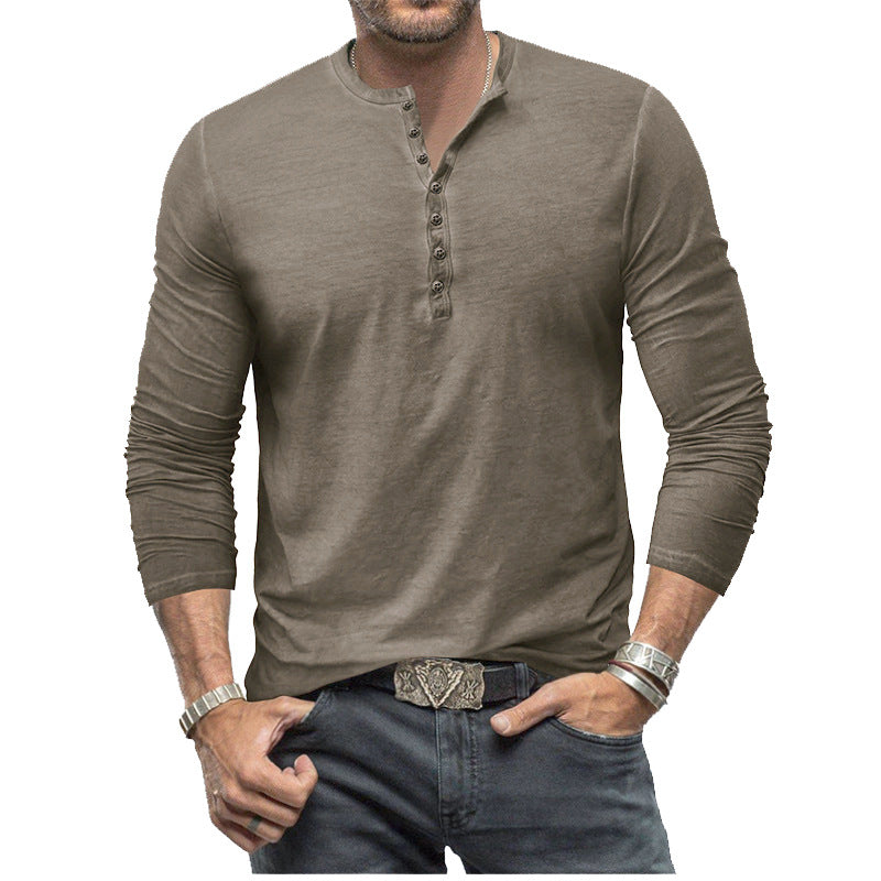 Herrer Langærmet Henley T-shirt med stilfulde knapper Stilla