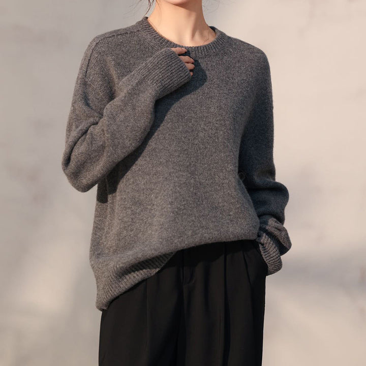 Femme Klassisk Strikpullover Stilla
