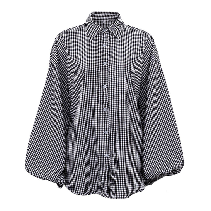 Dame Oversized Karo-skjorte med volumenærmer Stilla
