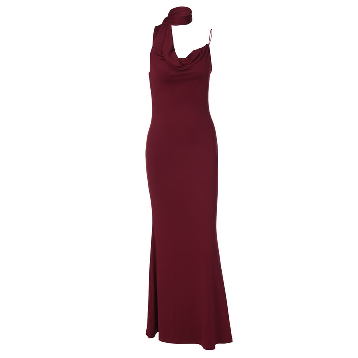 Damer Elegant Maxikjole med asymmetrisk Halterneck Skovae