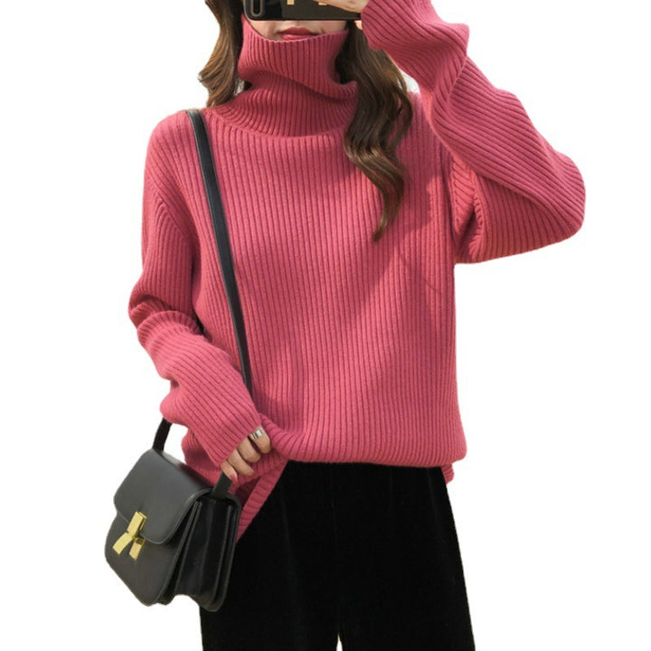 Kvinders varme turtleneck sweater med fin ribstrikket strik Stilla