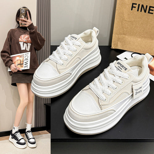 Dame Mode Sneakers med tyk sål og åndbar overfladestruktur Stilla