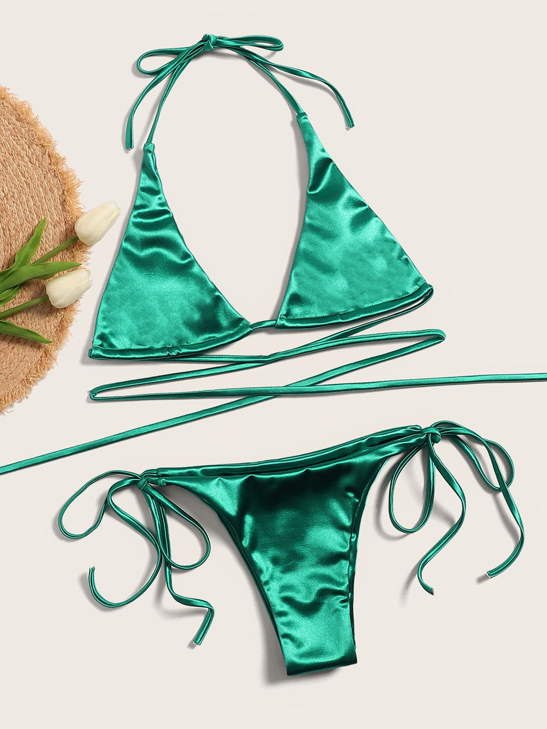 Dame Triangel-Bikini med forførende satin-finish Skovae