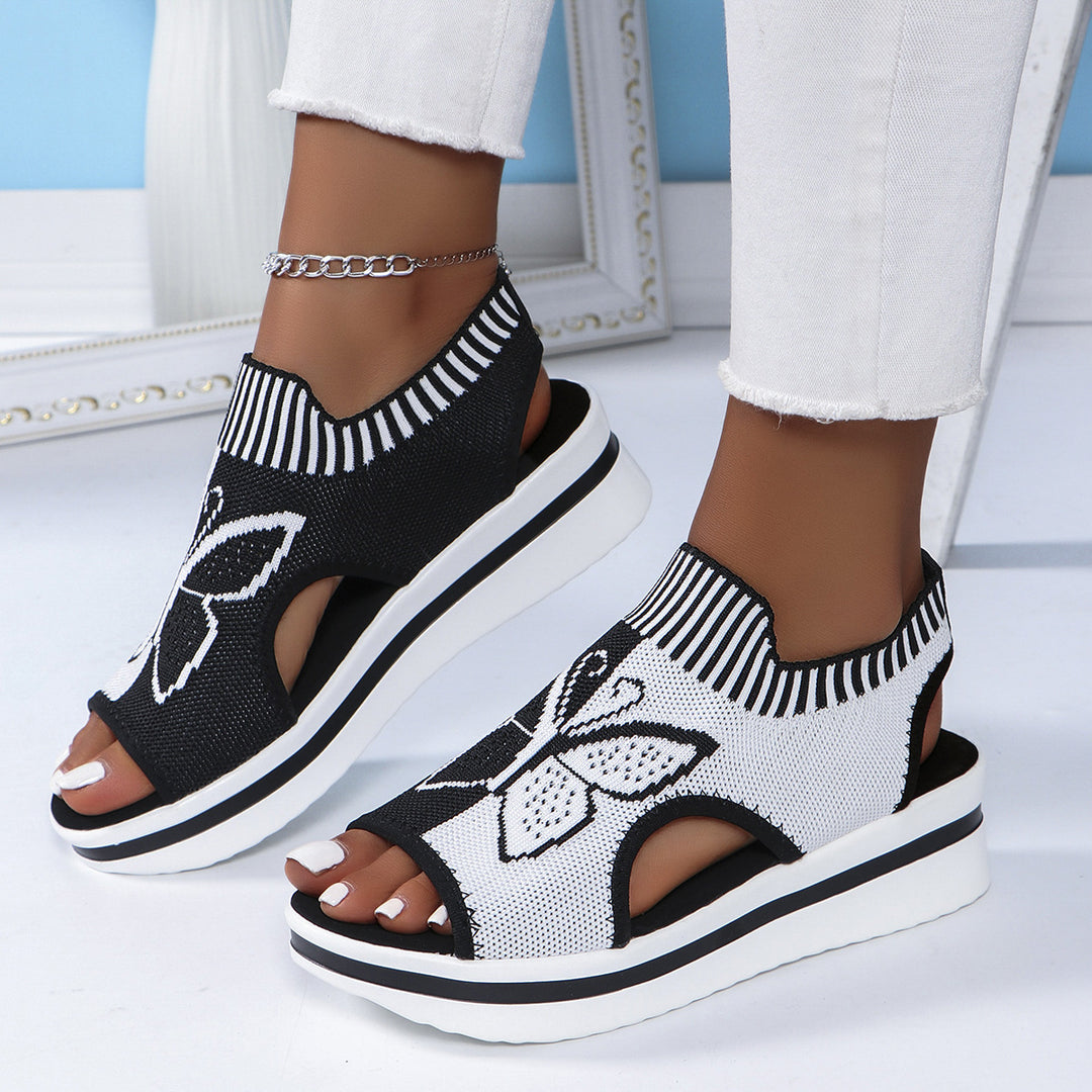 Dame Plateau-sandaler med moderne blomsterprint og skridsikker sål Stilla