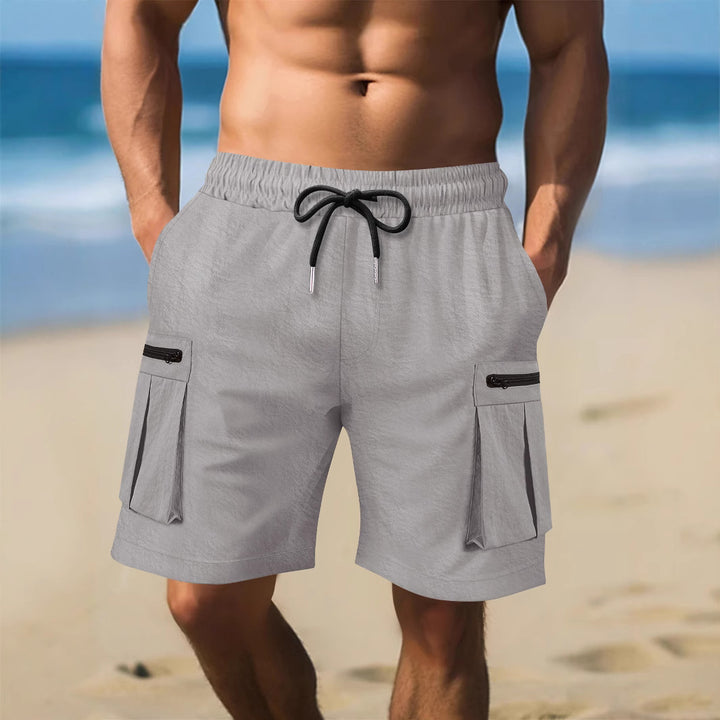 Herre Cargo-shorts med praktiske lynlåslommer og elastisk linning Stilla