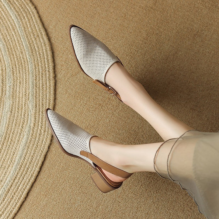 Dame Perforeret Slip-On Slingback Hæle med Blokhæle Stilla