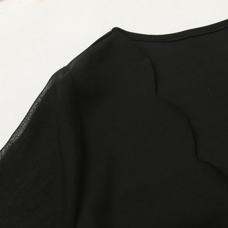 Dame Elegant Blonde Mini Kjole med Gennemsigtige Ærmer Stilla