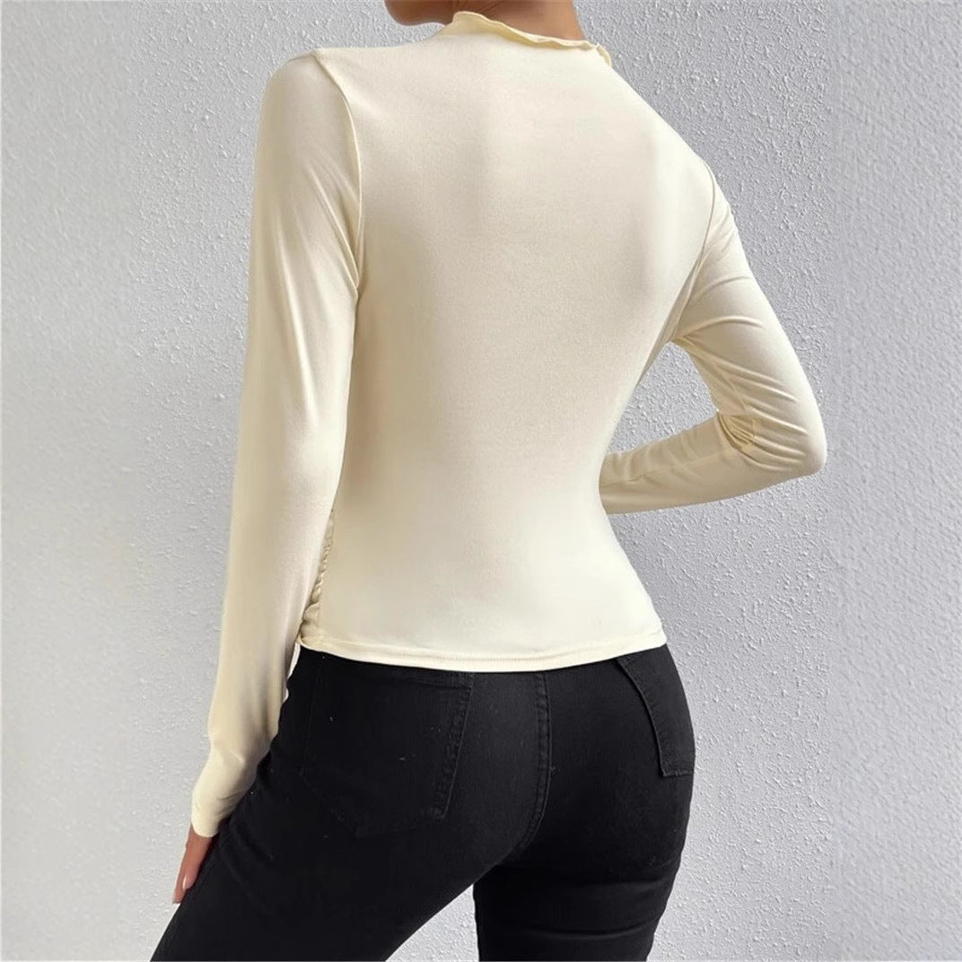 Dame figurformende longsleeve top med rynke Stilla